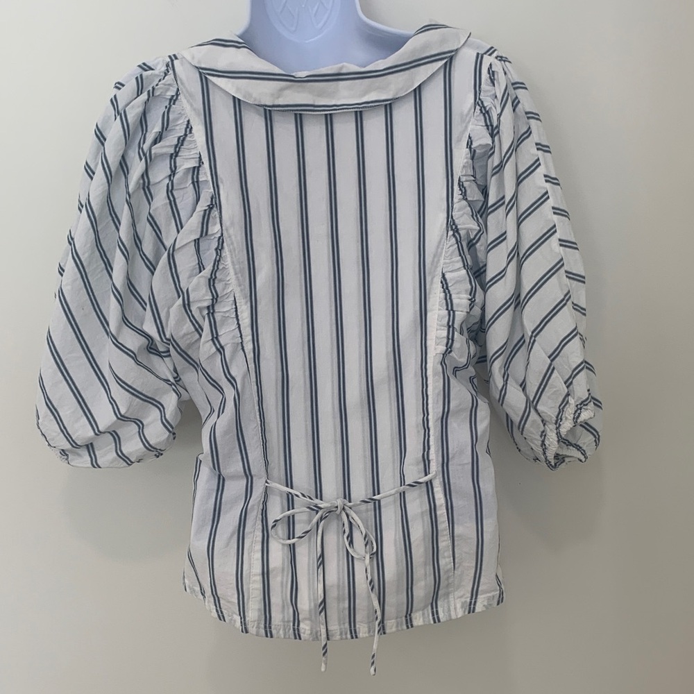 Free People Striped Blouse Tie Back Detail - Sz M